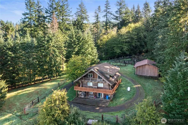 an aerial view of a house