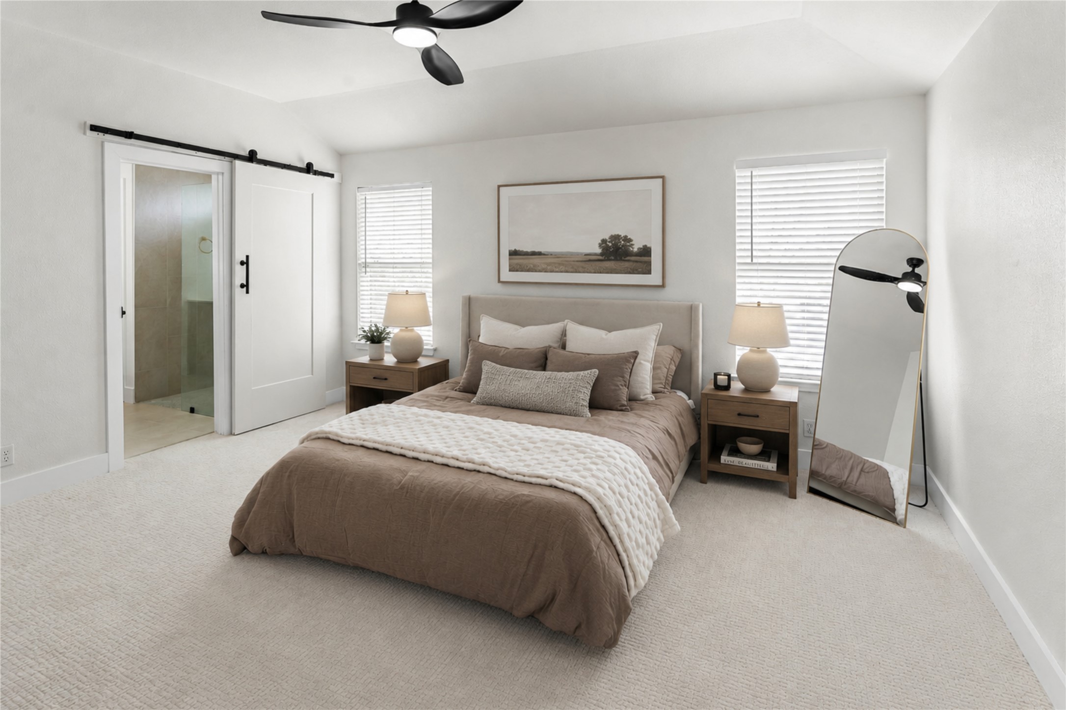 183 Musgrav Kyle, TX 78640 - Photo 12 of 24 a bedroom with a bed and a chandelier