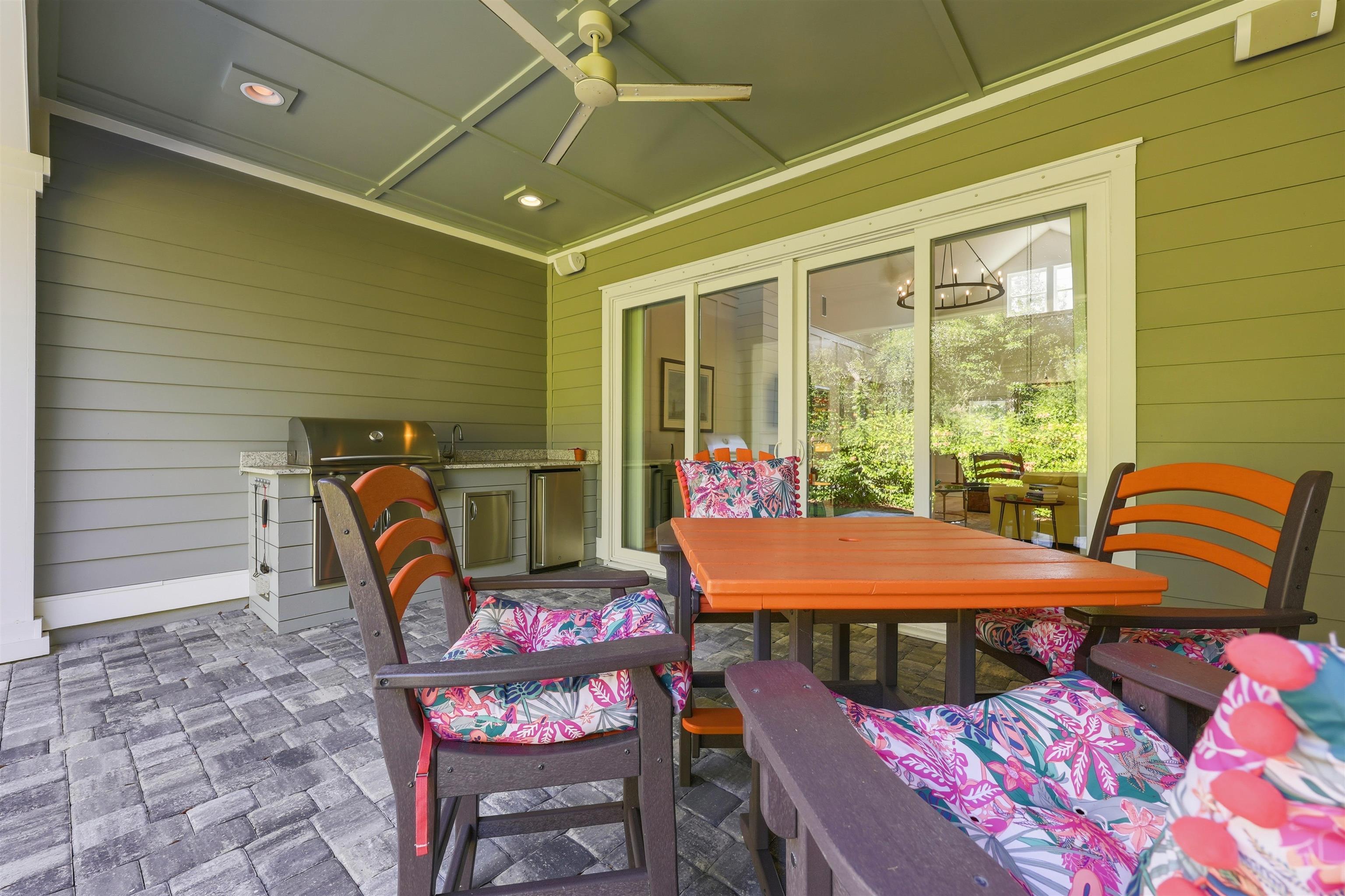 66 Ridgeway Road St. Augustine, FL 32080 - Photo 27 of 53 View of patio / terrace with an outdoor kitchen, ceiling fan, and outdoor dining space