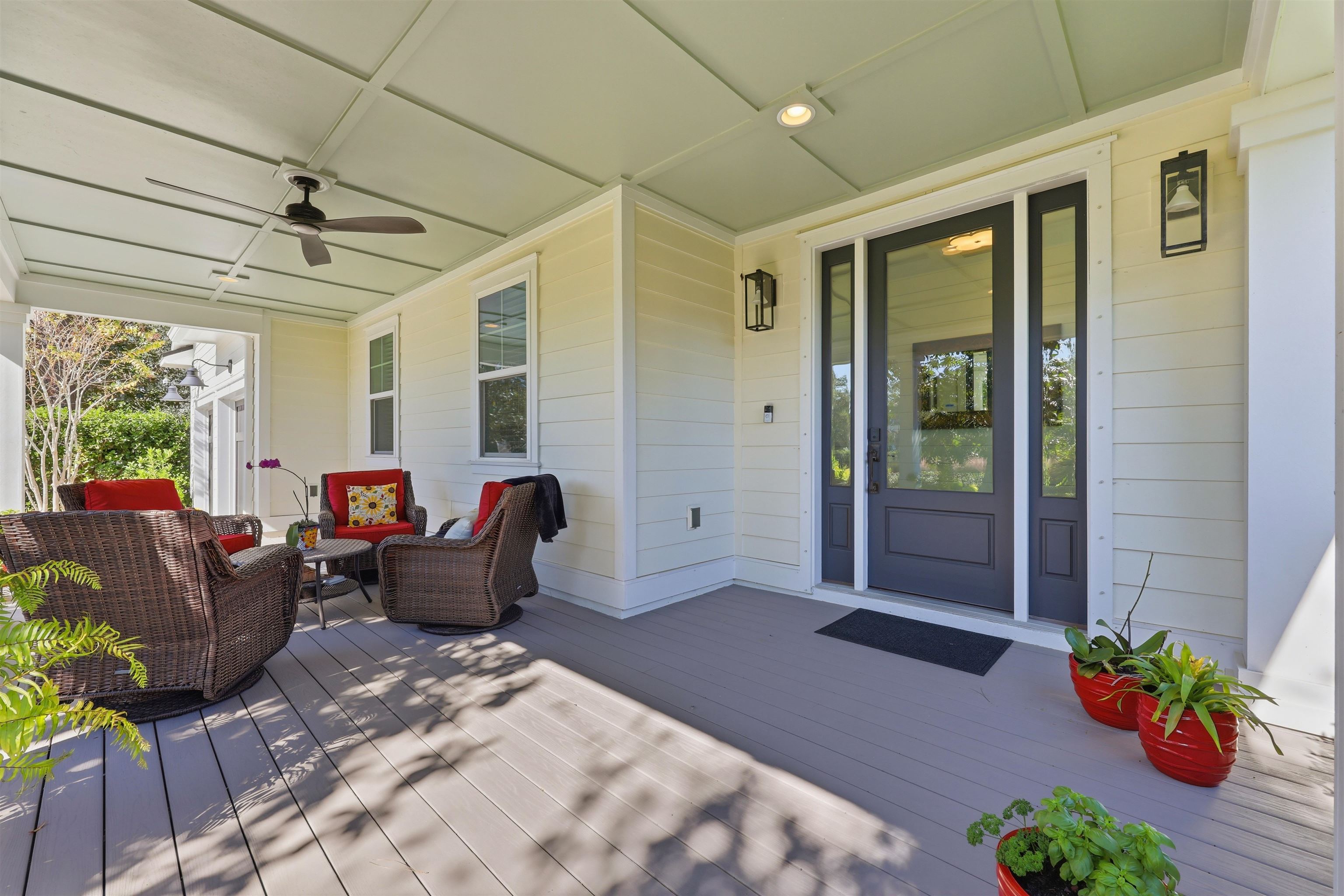 66 Ridgeway Road St. Augustine, FL 32080 - Photo 6 of 53 Wooden terrace with a ceiling fan and outdoor lounge area