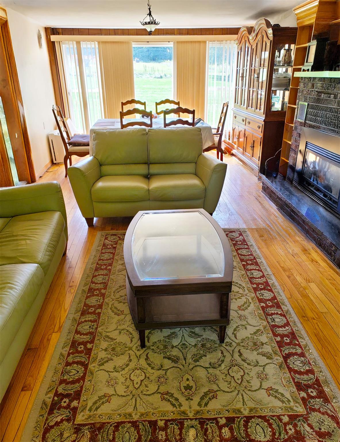 892 Bowbell Road Greene, NY 13778 - Photo 11 of 35 Living room with hardwood / wood-style floors and a glass covered fireplace