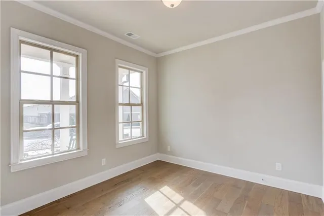 an empty room with windows