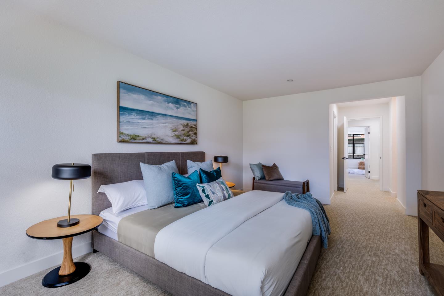 645 Sharp Park Road Pacifica, CA 94044 - Photo 21 of 34 a bedroom with bed and painting on the wall