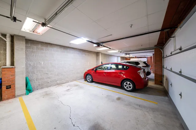 a view of a car in garage