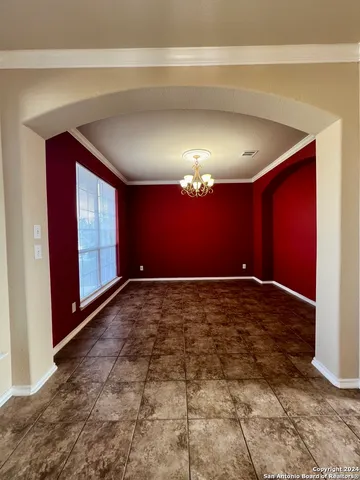 a view of a livingroom with a chandelier