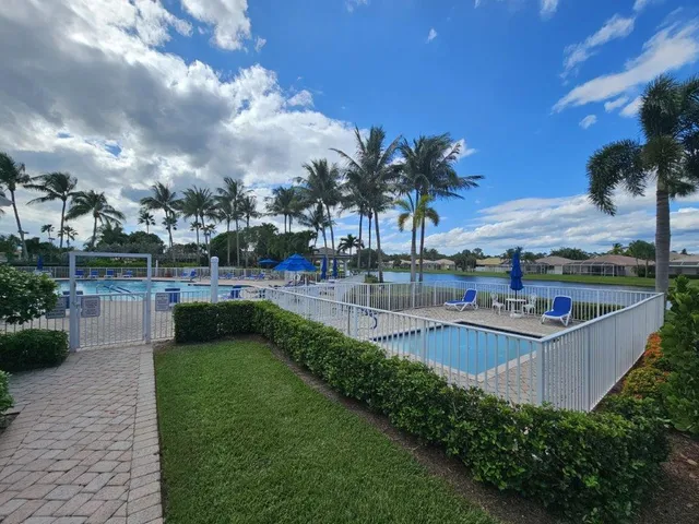a view of a park with swings