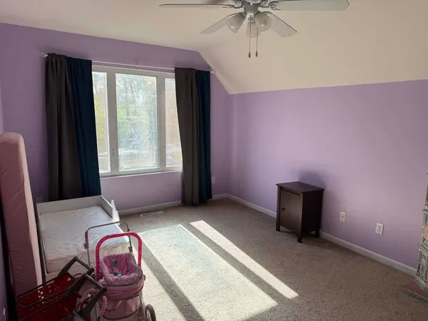 an empty room with closet