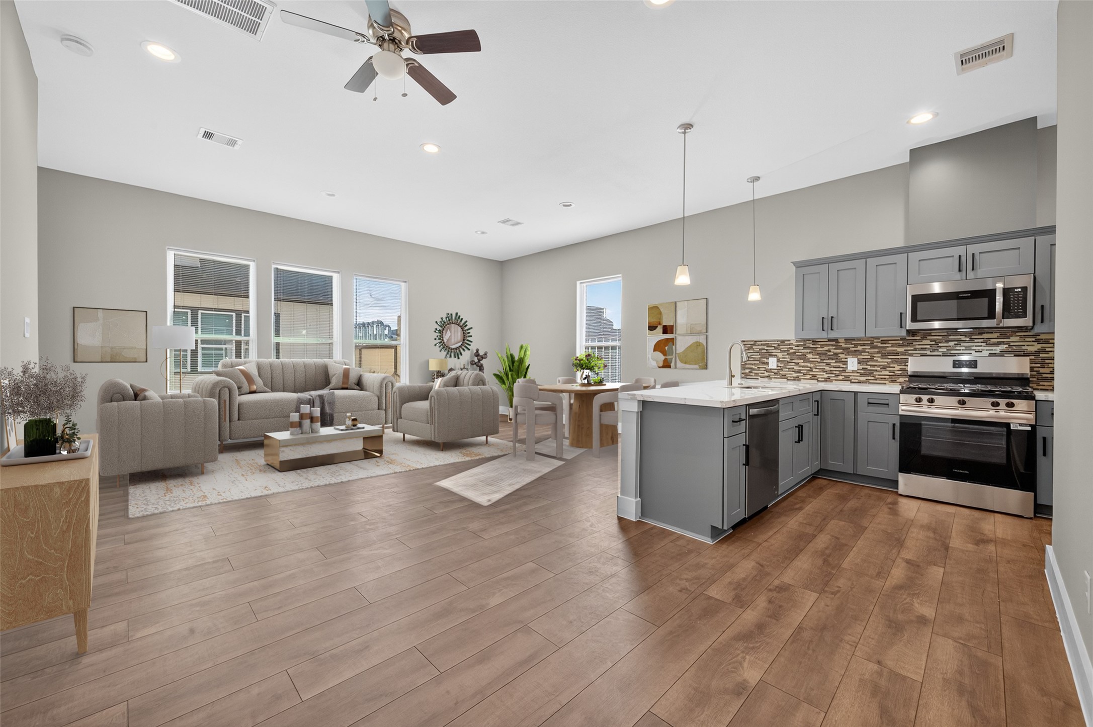 2109 Marnel Road, Unit G Houston, TX 77055 - Photo 3 of 27 a kitchen with stainless steel appliances granite countertop lots of counter top space