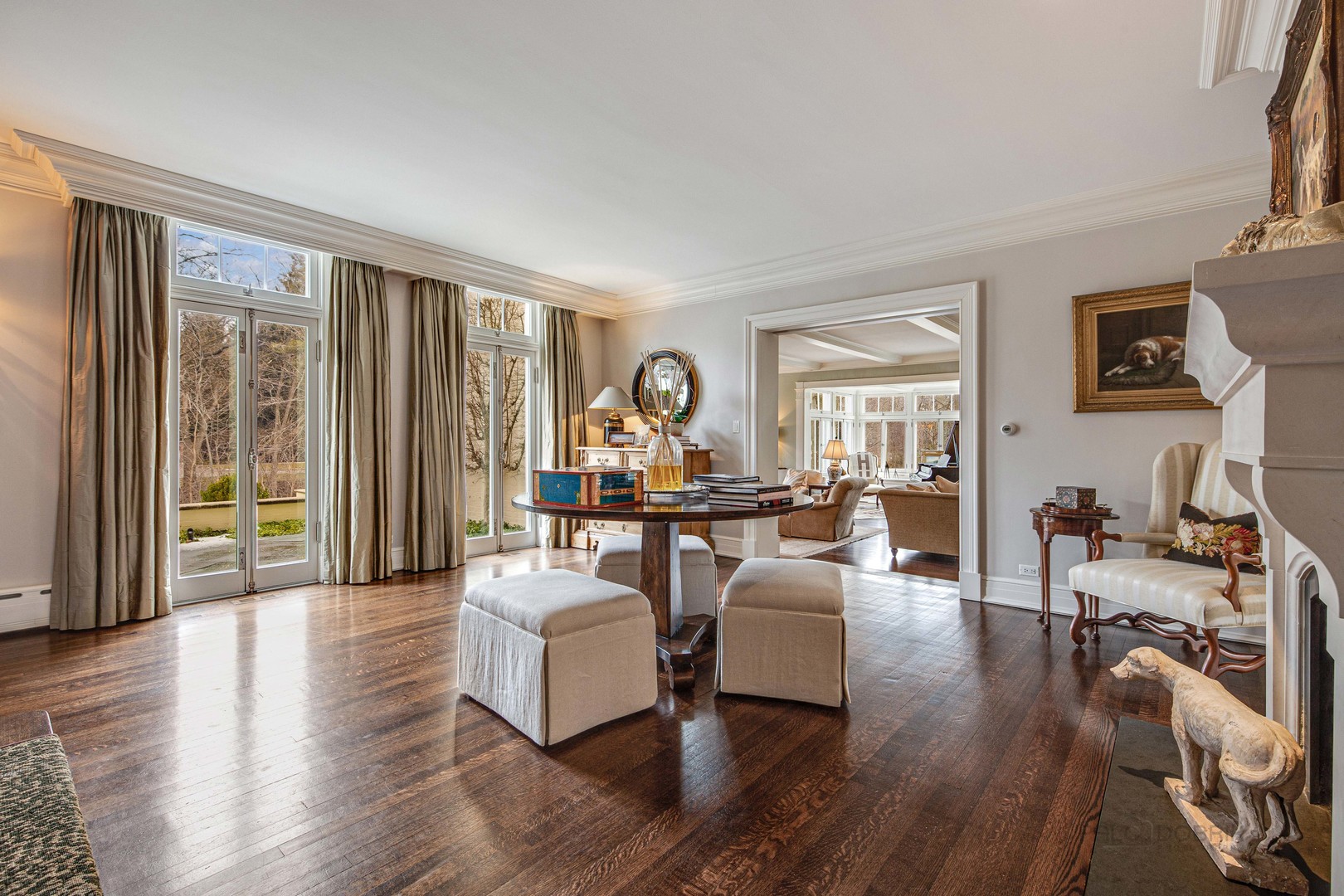 Undisclosed Address Lake Forest, IL 60045 - Photo 14 of 75 a living room with fireplace furniture and floor to ceiling windows