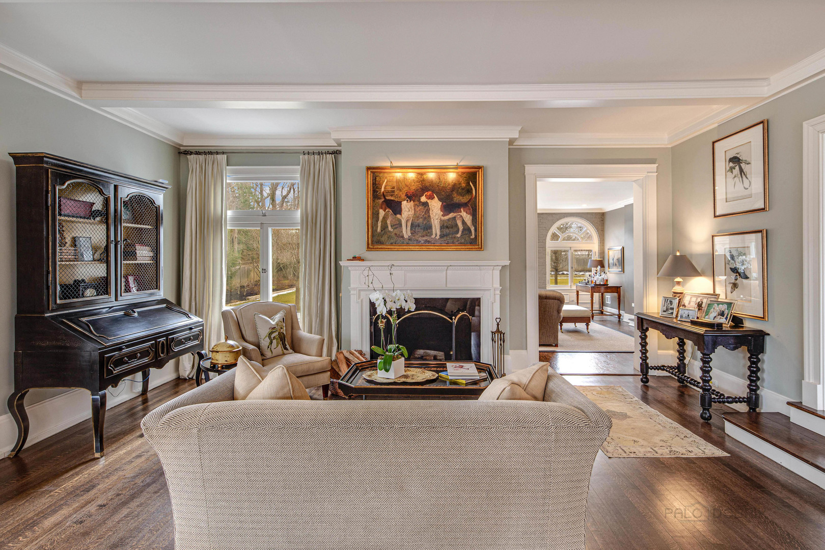 Undisclosed Address Lake Forest, IL 60045 - Photo 19 of 75 a living room with furniture a fireplace and large windows