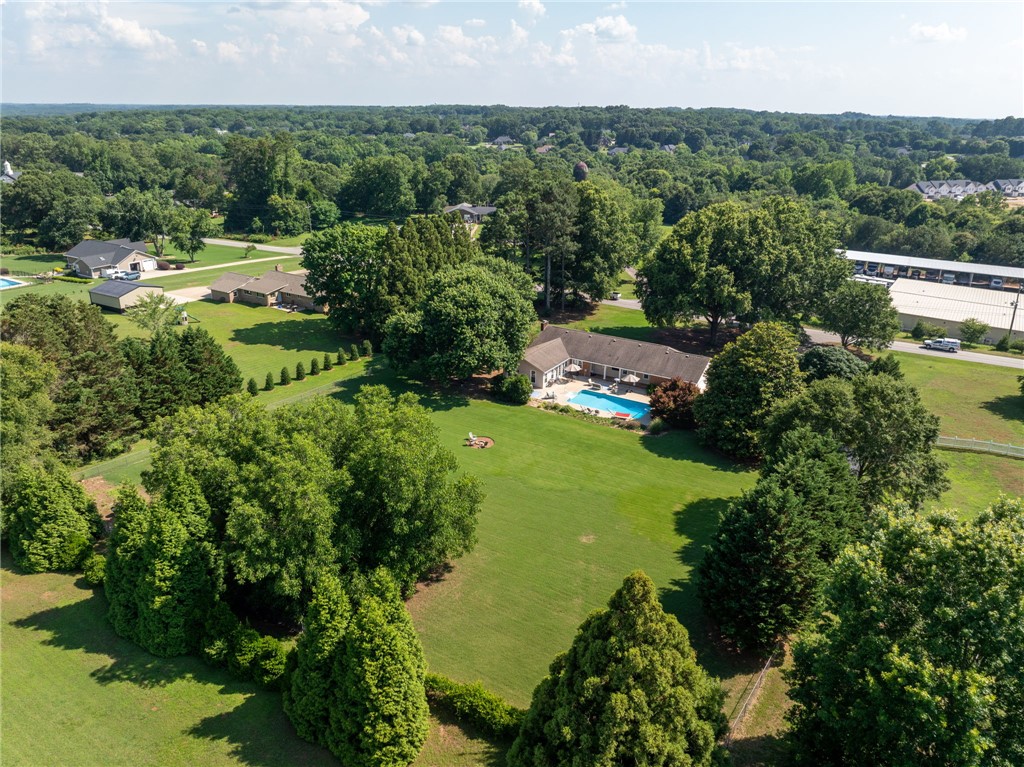 3513 Hopewell Road Anderson, SC 29621 - Photo 49 of 50 An aerial perspective reveals an inviting backyard oasis with a pristine pool and expansive grounds.