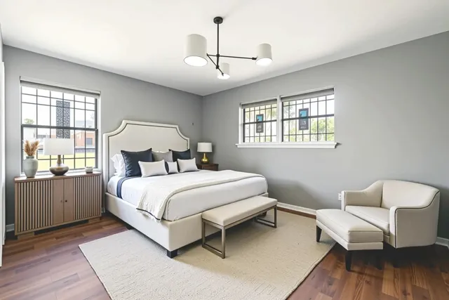 a bed room with a bed and a couch