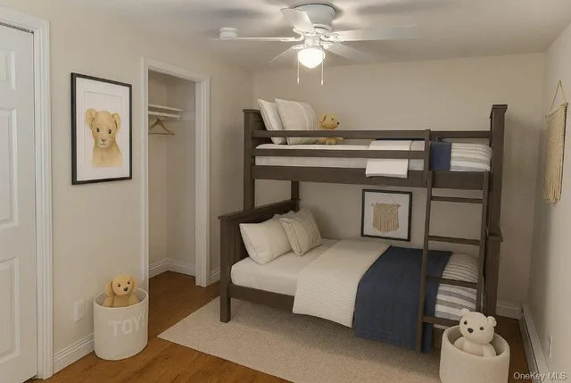 a bedroom with a bed and a table