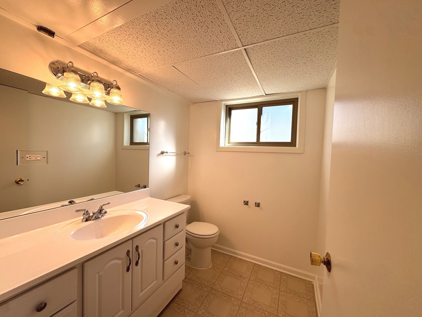 1042 West Central Road Mount Prospect, IL 60056 - Photo 20 of 32 a bathroom with a sink a toilet and a mirror