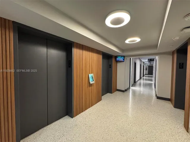 a front view of a multi story building