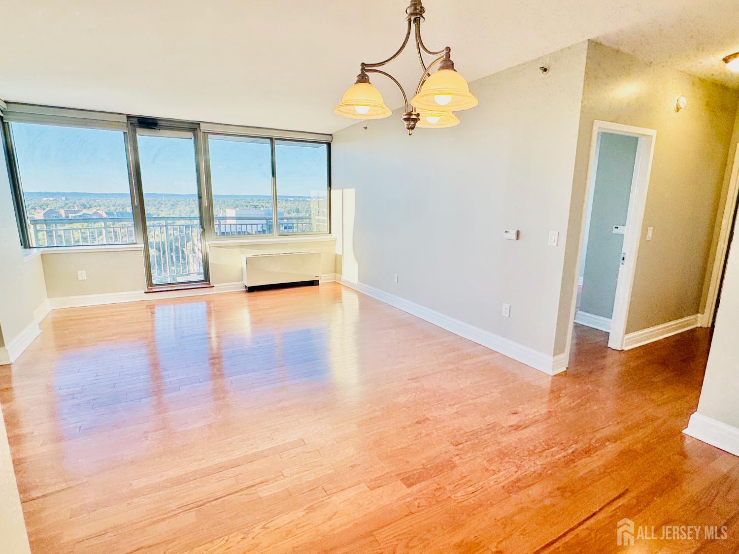1 Spring Street, Unit 1806 New Brunswick, NJ 08901 - Photo 21 of 65 a view of an empty room with wooden floor and a window