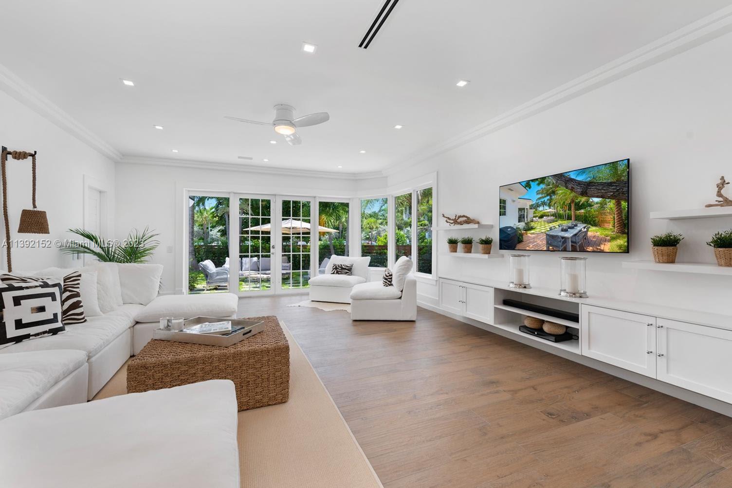 2575 Pine Tree Drive Miami Beach, FL 33140 - Photo 27 of 37 a living room with furniture and a flat screen tv