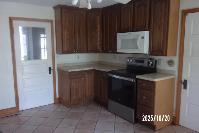 a view of a wooden door