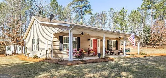 a view of a house with a patio