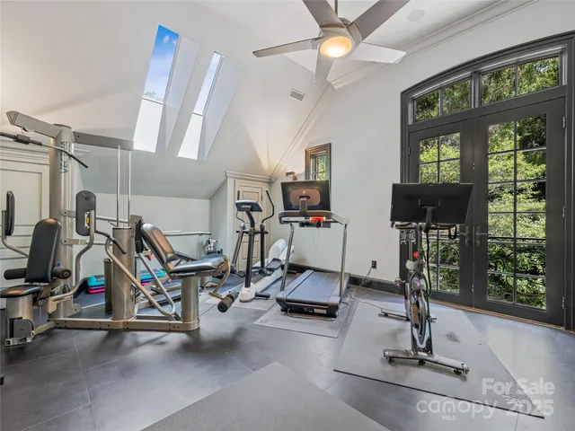 a view of a room with gym equipment