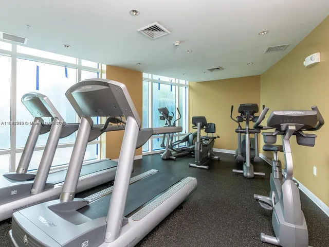 a view of a room with gym equipment