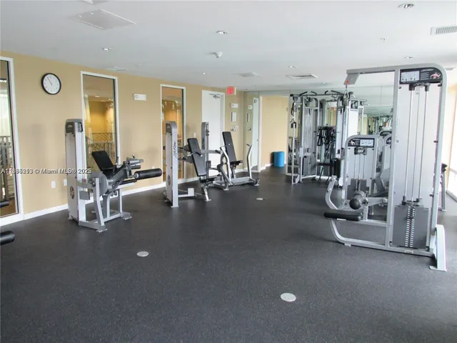 a view of a room with gym equipment