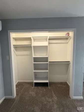a view of an empty walk in closet