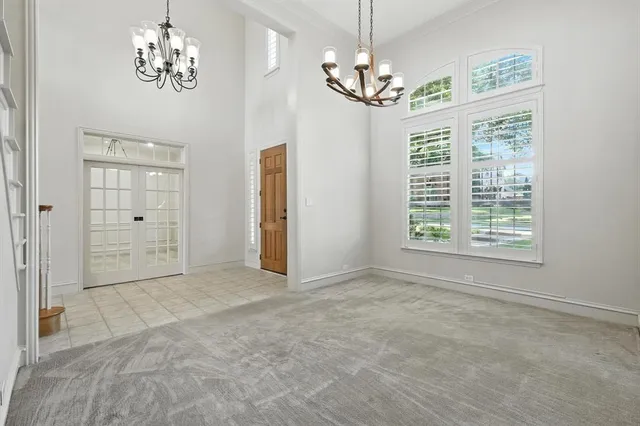 en view interior of the house with chandelier