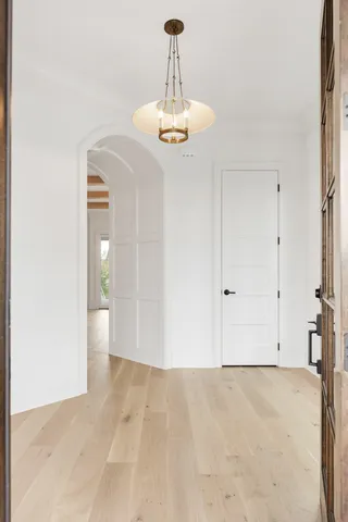 a view of a livingroom with a chandelier