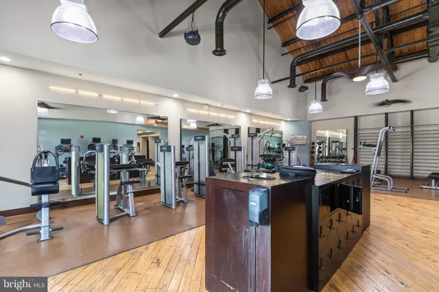 a view of a room with gym equipment
