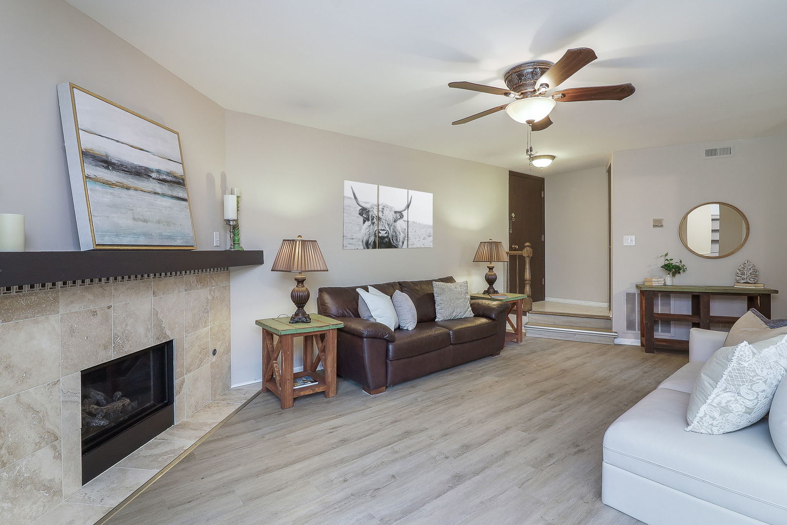 1657 Dover Court, Unit D Wheaton, IL 60189 - Photo 3 of 15 a living room with furniture and a fireplace
