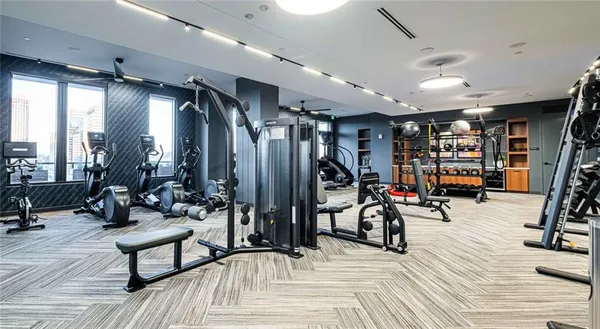 a view of a room with gym equipment