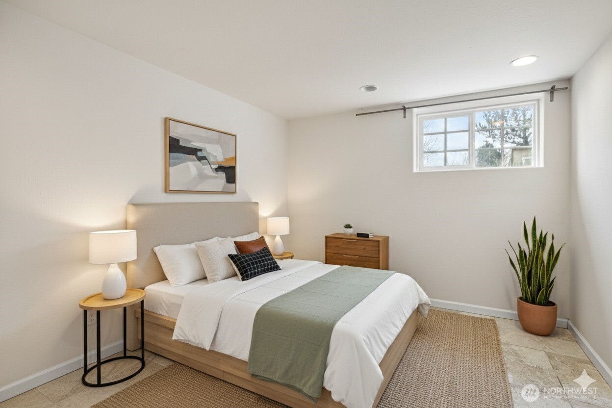 1901 South Plum Street Seattle, WA 98144 - Photo 11 of 14 a bedroom with a bed and a painting on the wall