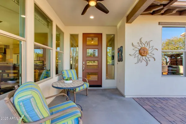a living room with patio