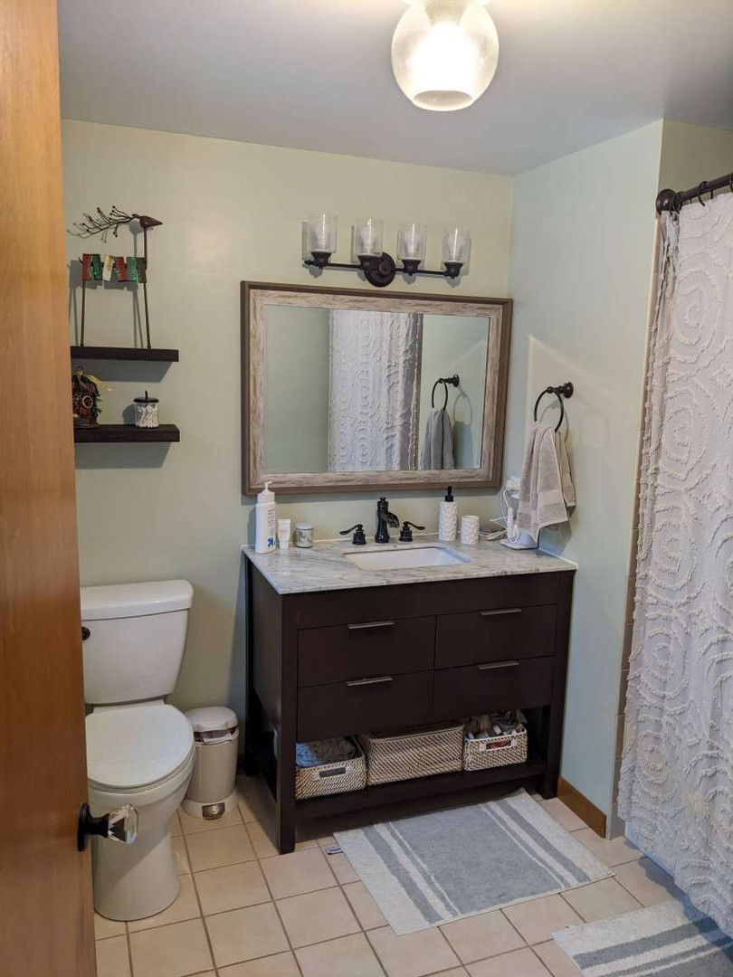 N352 Willow Road Wheaton, IL 60187 - Photo 18 of 25 a bathroom with a sink a toilet and mirror