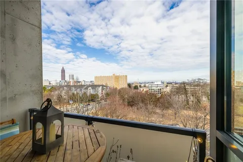 a view of a city from a balcony