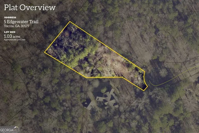 a view of a lake with large trees