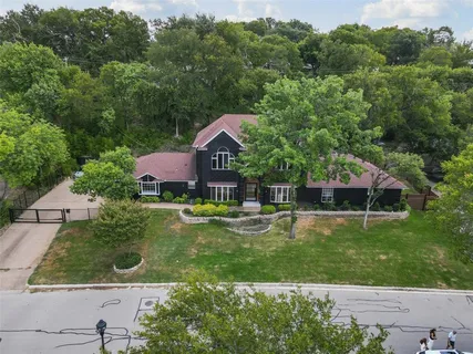 an aerial view of a house