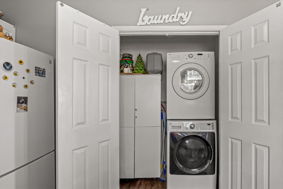 601 Wave Court Surfside Beach, TX 77541 - Photo 28 of 47 Stackable Washer Dryer located in Kitchen for convenience