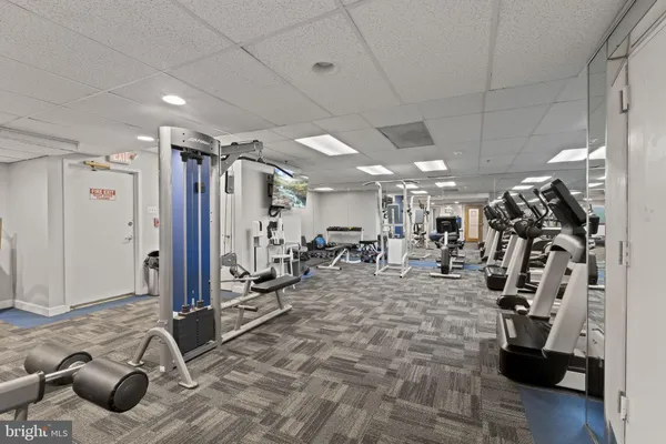 a view of a room with gym equipment