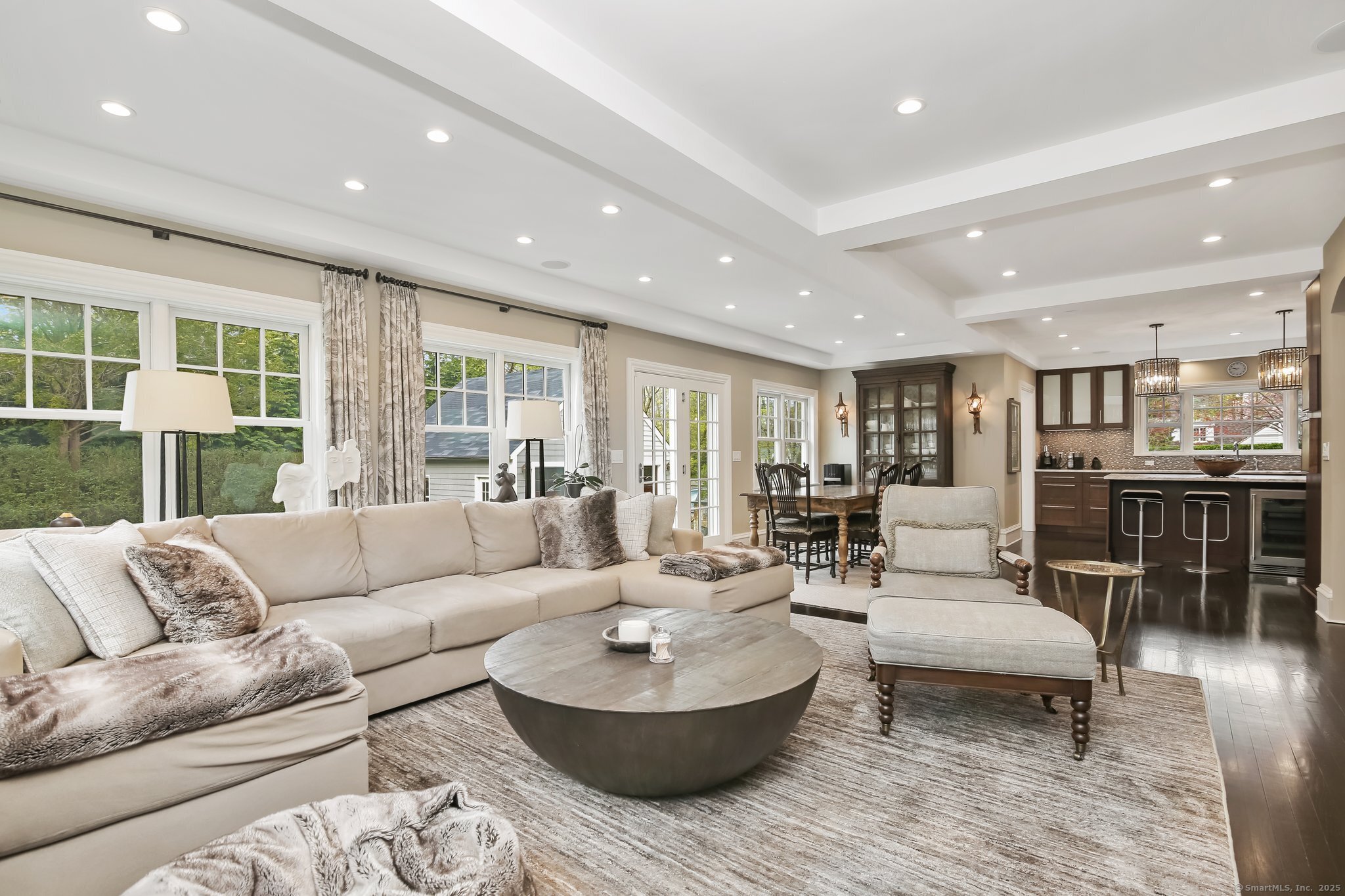 11 Old Hill Road Westport, CT 06880 - Photo 7 of 34 a living room with furniture and kitchen view
