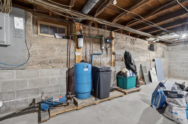 a storage room with furniture