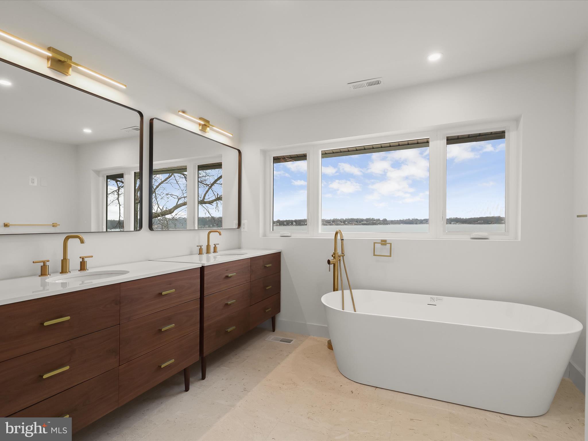 252 Long Point Road Crownsville, MD 21032 - Photo 23 of 78 Lux Primary Bath, 2-Vanities & Brushed Gold Accnt