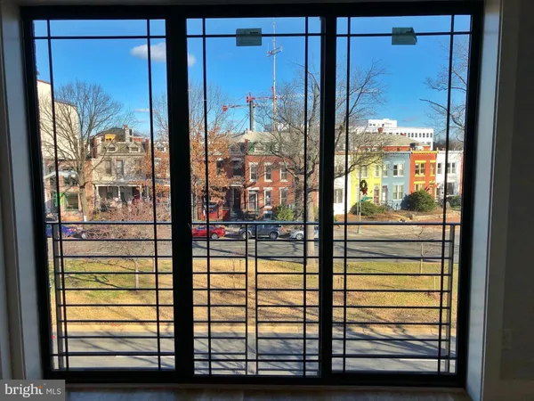 a view of a glass door with a door