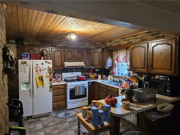 a bathroom with a shower curtain