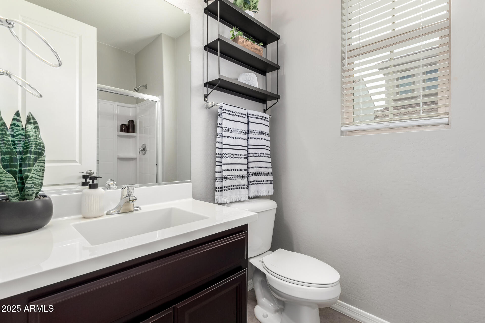 17160 North 9th Place Phoenix, AZ 85022 - Photo 25 of 46 a bathroom with a sink a toilet and a mirror