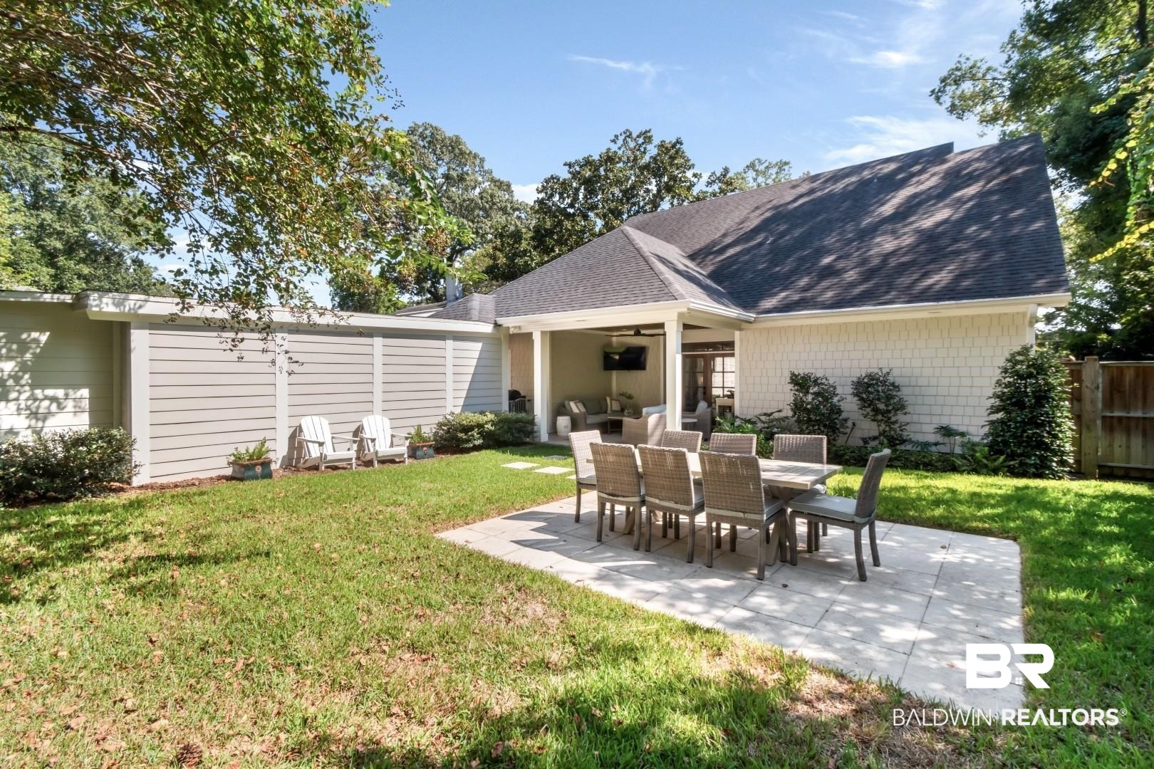 4404 Stein Street Mobile, AL 36608 - Photo 46 of 50 Rear view of property with a patio, a yard, roof with shingles, and a ceiling fan