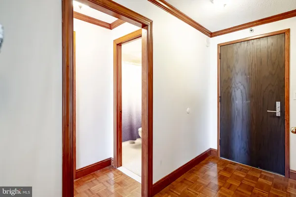 a view of a room with bathroom