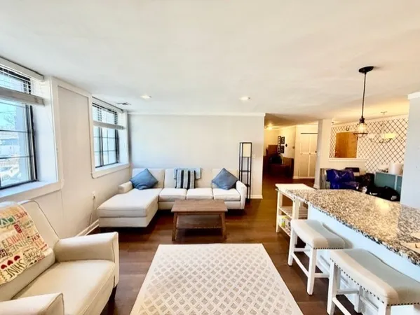 a living room with furniture and a rug