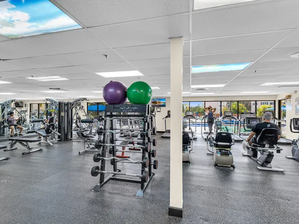 a view of a room with gym equipment
